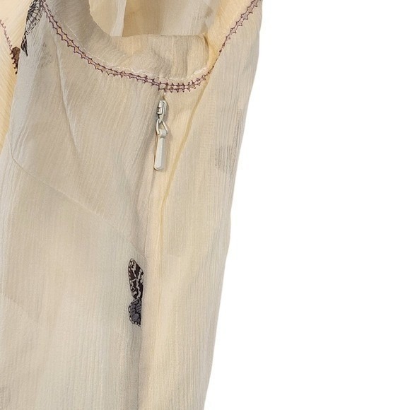 LEIFSDOTTIR Ivory Cate Floral Butterfly Ruffle Square Neck Tie Back Top Size 10 - Picture 5 of 8